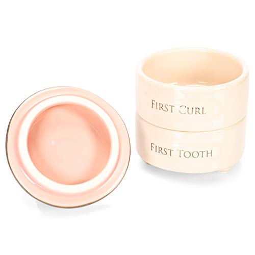 DEMDACO First Tooth and Curl Pink Ceramic Stoneware Children's Stackable Keepsake Box, 1 Count (Pack of 1) - Image 5