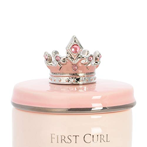 DEMDACO First Tooth and Curl Pink Ceramic Stoneware Children's Stackable Keepsake Box, 1 Count (Pack of 1) - Image 2