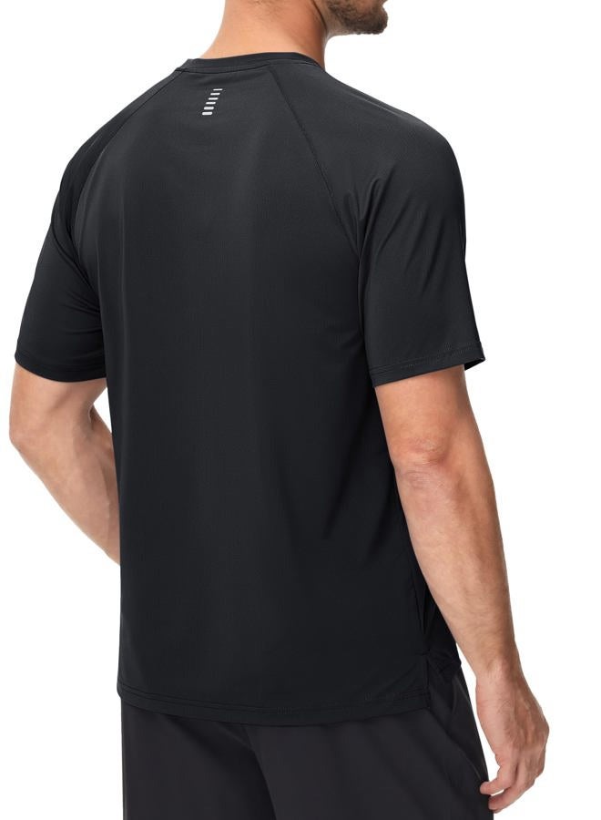 MAGCOMSEN Men's Dry Fit Short Sleeve T-Shirt Lightweight Running Workout Athletic Gym Shirts, Black, L - Image 2
