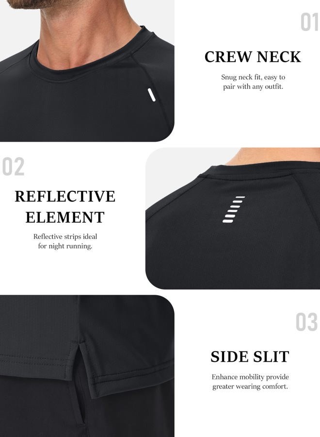 MAGCOMSEN Men's Dry Fit Short Sleeve T-Shirt Lightweight Running Workout Athletic Gym Shirts, Black, L - Image 4