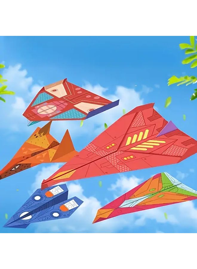 32 Colorful Origami Sheets Pre Scored Easy 3D Airplane Fun Kids Gift - Image 1