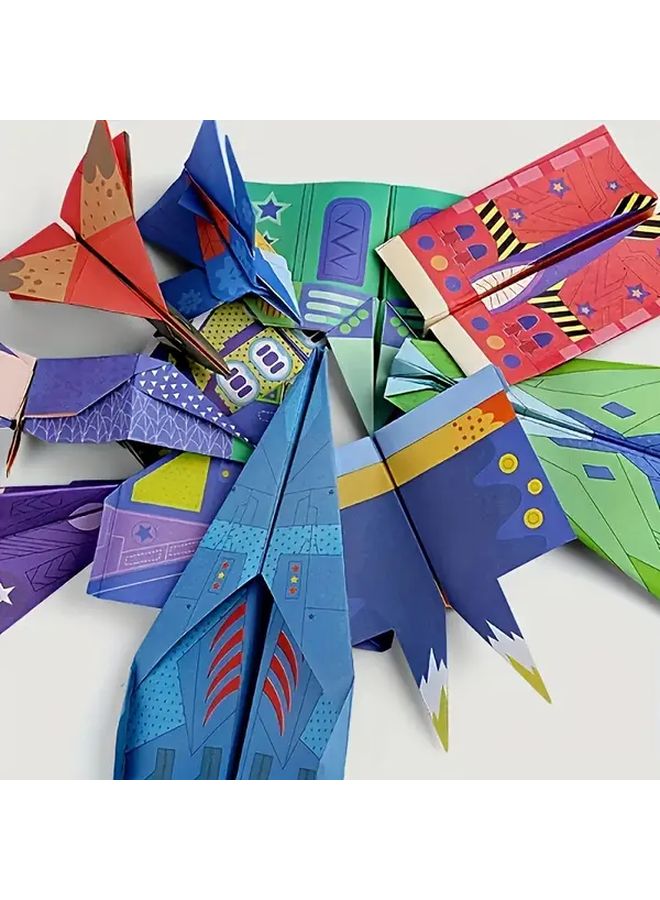 32 Colorful Origami Sheets Pre Scored Easy 3D Airplane Fun Kids Gift - Image 3