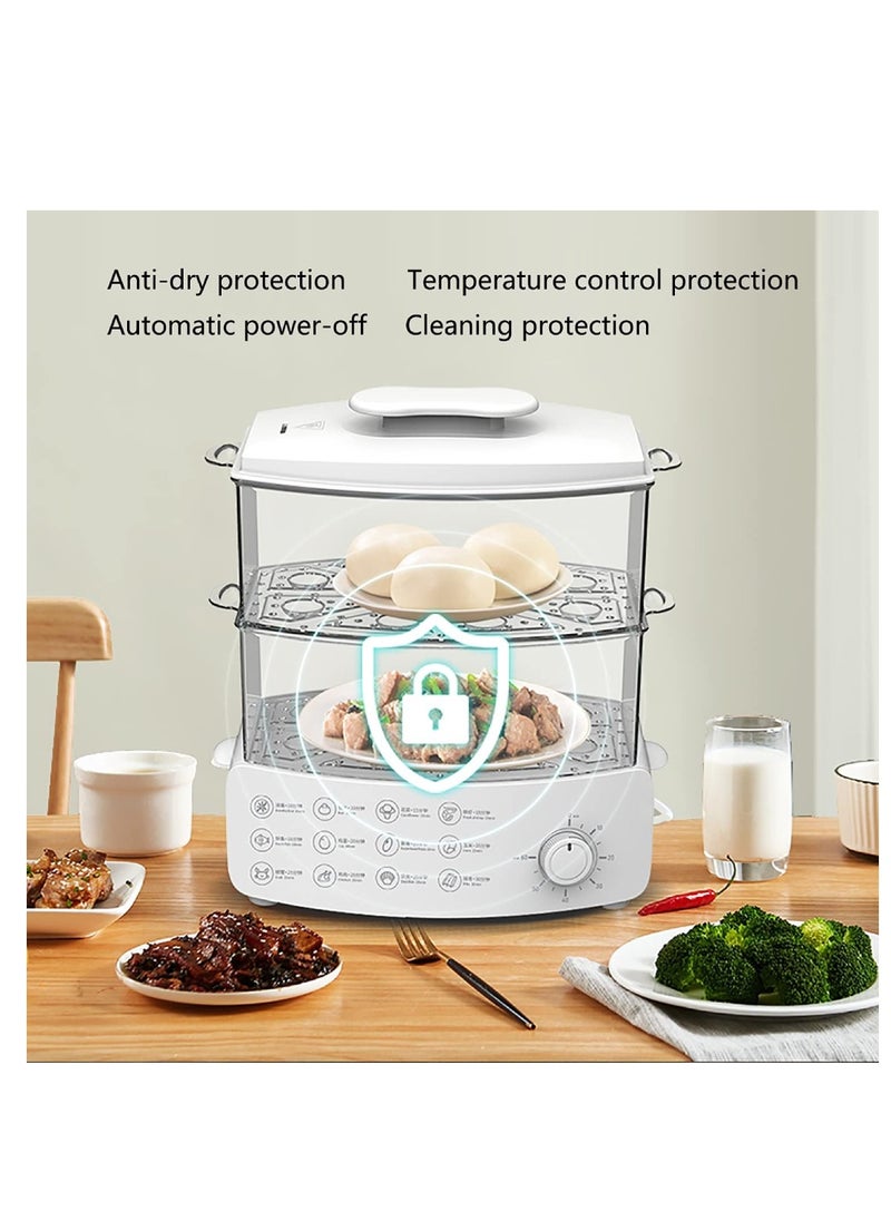 SILVER CREST Household Two Tier Electric Food Steamer Cooker Multifunction Electric Steamer Vegetable Heating Breakfast Machine 12L Capacity 12 Multifunctional Modes 1500W Steamer  - Image 2