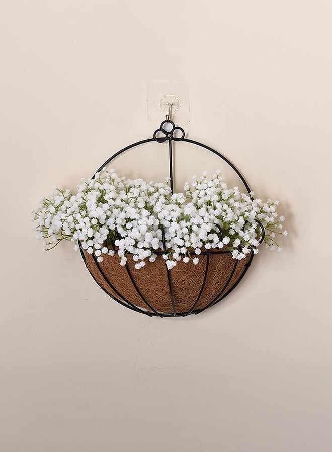 HOME TASTE Hometaste Metal Wall Planter Hanging Iron Wall Hanging Planters Basket Half Round Plant Flower Wall Holder With Coco Coir Liner Plant Hanger Decoration For Garden Porch Balcony Etc (44X24X41Cm) 
