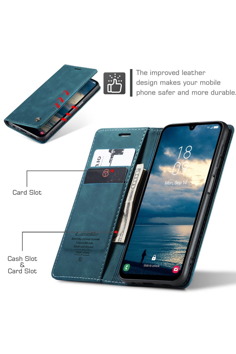 كيس مي جراب جلدي جراب حماية قابل للطي مع مسند مغناطيسي وفتحات للبطاقات سامسونج جلاكسي ايه 25 فايف جي - اخضر - Image 4