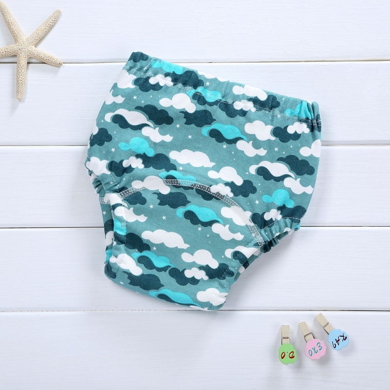 Korean 4-Layer Muslin Diaper Waterproof Reusable Cotton Training Pants for Newborn Sky 