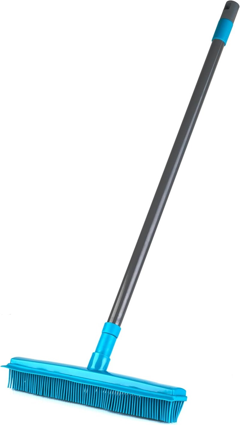 Beldray LA024350TQ Pet Plus+ Rubber Head Broom – 2-in-1 Lift & Trap Long Handle Floor Brush, Remove Dog and Cat Hair, Squeegee Edge For Window Cleaning/Hard Floors, Non-Scratch Indoor/Outdoor Broom - Image 1