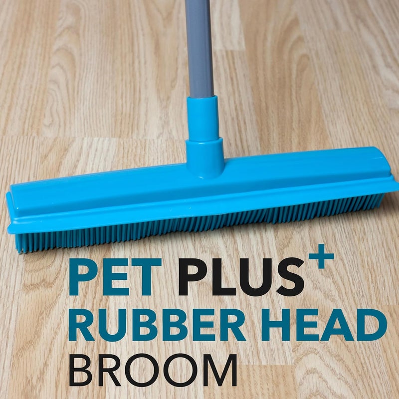 Beldray LA024350TQ Pet Plus+ Rubber Head Broom – 2-in-1 Lift & Trap Long Handle Floor Brush, Remove Dog and Cat Hair, Squeegee Edge For Window Cleaning/Hard Floors, Non-Scratch Indoor/Outdoor Broom - Image 2
