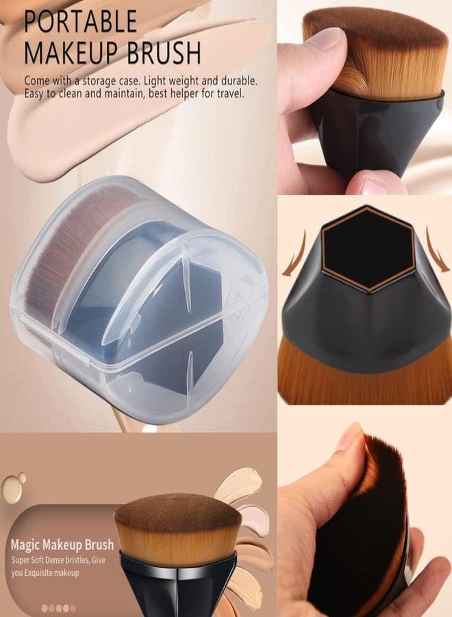 Stadash Foundation Brush for Face Makeup - Kabuki Brush for Liquid, Cream, Powder Blending Brush for Flawless Finish - Compact Flat Top Face Brush with Protective Case (Black) - Image 3