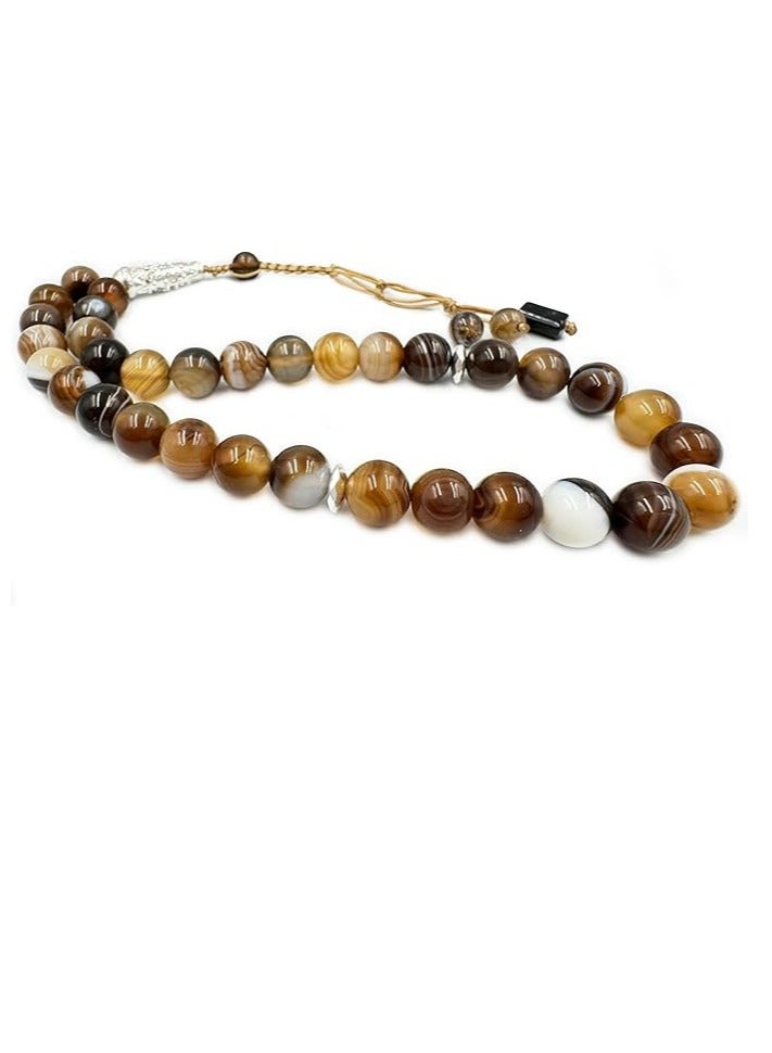 REBUY REBUY Banded Agate Tasbih Prayer Beads | Natural Stone 33 Beads  - Image 3