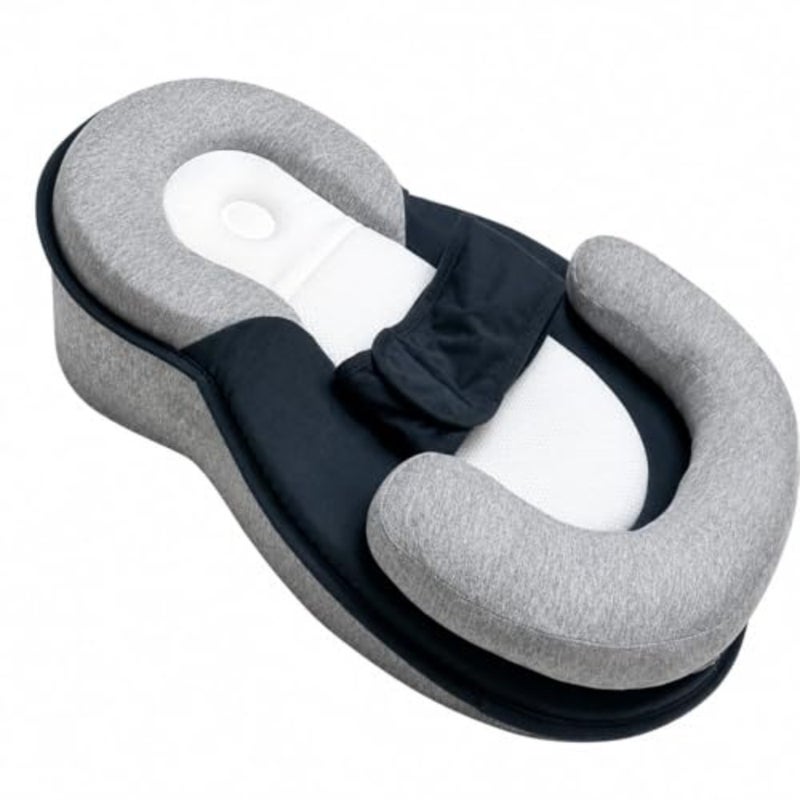 وسادة استرخاء للأطفال، سرير ريستنست للارتجاع الحمضي مع حزام، سرير ريست نيست للأطفال لتقليل البصق، وسادة محمولة للارتجاع من الرضاعة الطبيعية لحديثي الولادة باللون الأزرق الليلي - Image 1