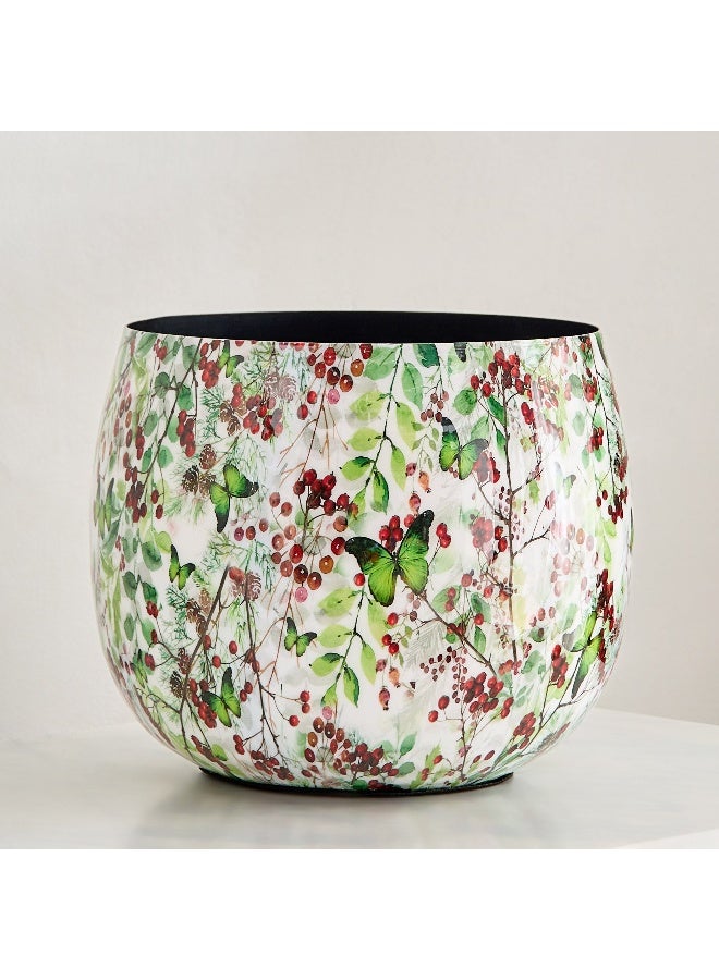 Berry Enamelled Metal Planter 26 x 21.5 x 26 cm