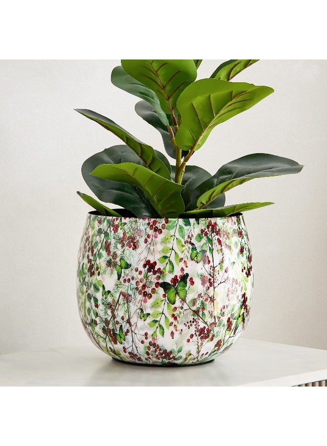 Home Box وعاء نباتات معدني مزخرف بالتوت 26 × 21.5 × 26 سم - Image 1