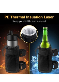 Excefore Bike Cup Holder 2 Pack Water Bottle Bicycle Handlebar Drink with Mesh Pockets Phone Bag for Cruiser, Mountain Bike, Scooter, Folding, Road Wheelchair, Black  - Image 3