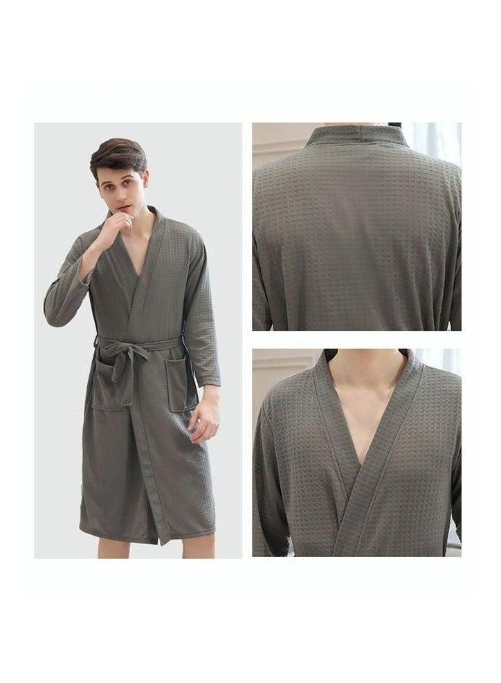 Men's Bathrobe Light Super Absorbent Skin-friendly Home Clothes Suitable For All Seasons Nightgown Dark Grey  - Image 4