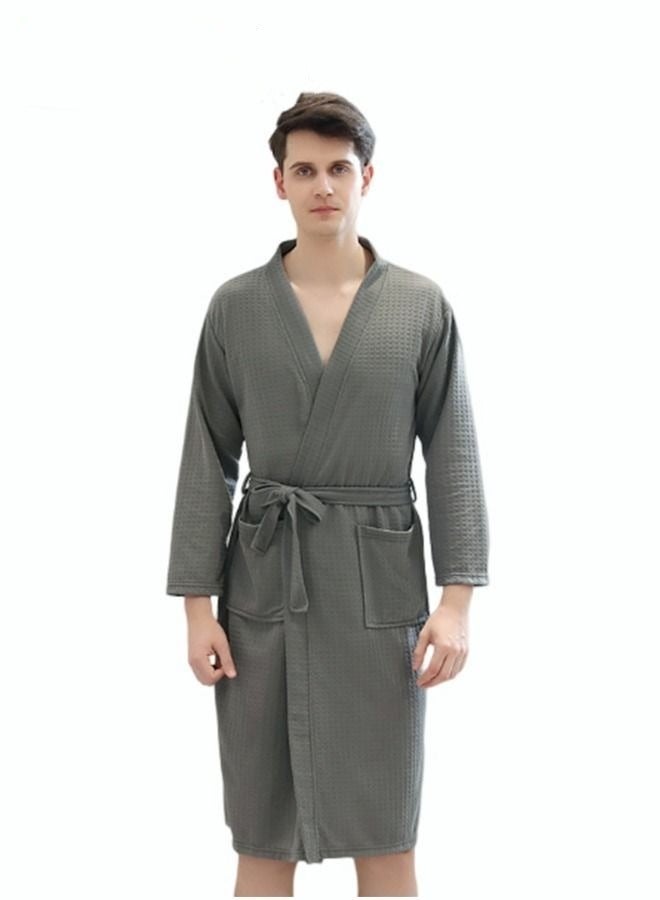 Men's Bathrobe Light Super Absorbent Skin-friendly Home Clothes Suitable For All Seasons Nightgown Dark Grey  - Image 1