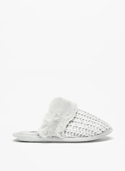 Flora Bella By Shoexpress Womens Plush Textured Slip On Bedroom Mules By Shoexpress
