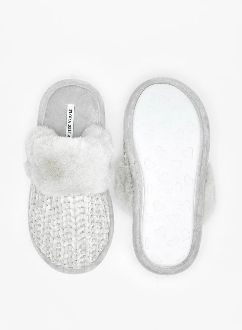 Flora Bella By Shoexpress Womens Plush Textured Slip On Bedroom Mules By Shoexpress