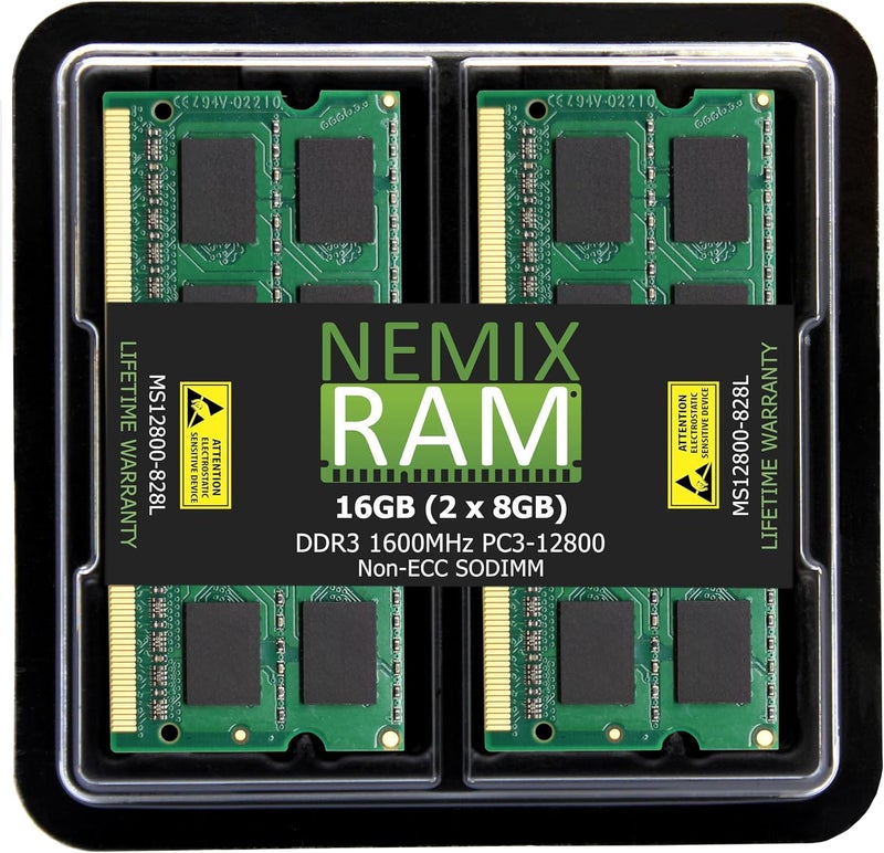نيميكس رام ذاكرة سعة 16 جيجابايت (2×8 جيجابايت) من نوع DDR3 بتردد 1600 ميجاهرتز PC3-12800 SODIMM كمجموعة متوافقة كبديل لذاكرة Synology Rackstation RS1219+ وRS818RP+ وRS818+ وDiskstation DS1817+ وDS1517+ وذاكرة RAM1600DDR3L-8GBX2 NAS - Image 1