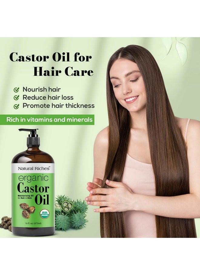 Natural Riches Natural Riches Organic Unrefined Castor Oil Cold pressed Glass Bottle USDA certified for Dry Skin Hair Loss Dandruff Thicker Hair - Moisturizes heals Scalp Skin Thicker Eyelashes Eyebrows 16 fl oz  - Image 5