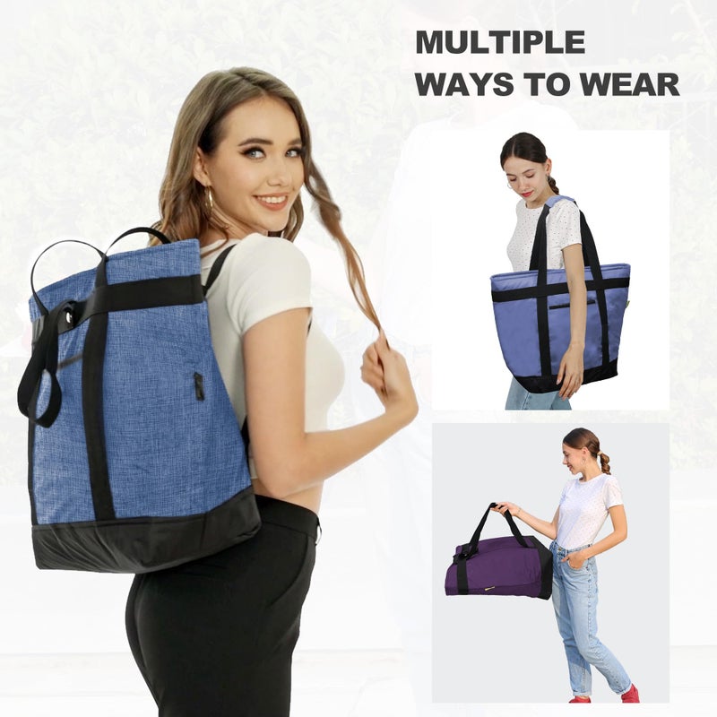 BeeGreen Cooler Bag Soft Insulated Tote for Beach Travel Grocery Shopping Lunch Portable Large Ice Coolers with Handle Hard Freezer Bags with Zippered Top Foldable Leakproof Delivery Totes Turquoise - Image 4