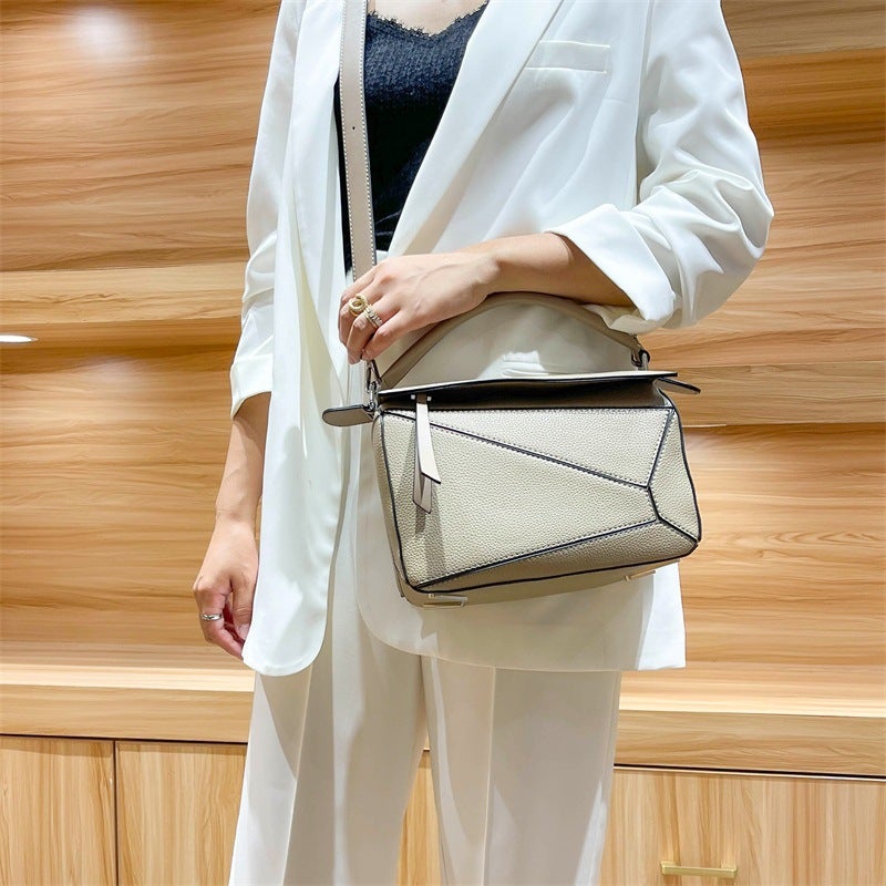 Bags For Women, New Versatile Splicing Geometric Bags, Pebbled Crossbody Bags, Lightweight Large-Capacity Doctor Bags - Image 3