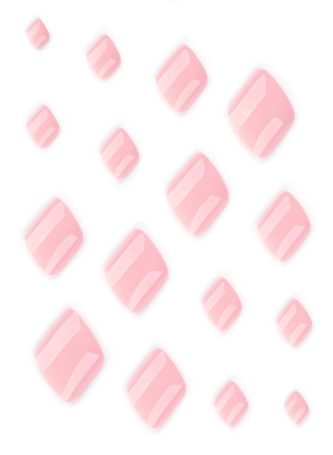 ROKHEVN Pink Press on Toenails Short Square Fake Toenails Solid Color Full Cover Designs Acrylic False Toenail Spring Summer Glossy Artificial Toe Nail for Women and Girls Manicure 24pcs - Image 3