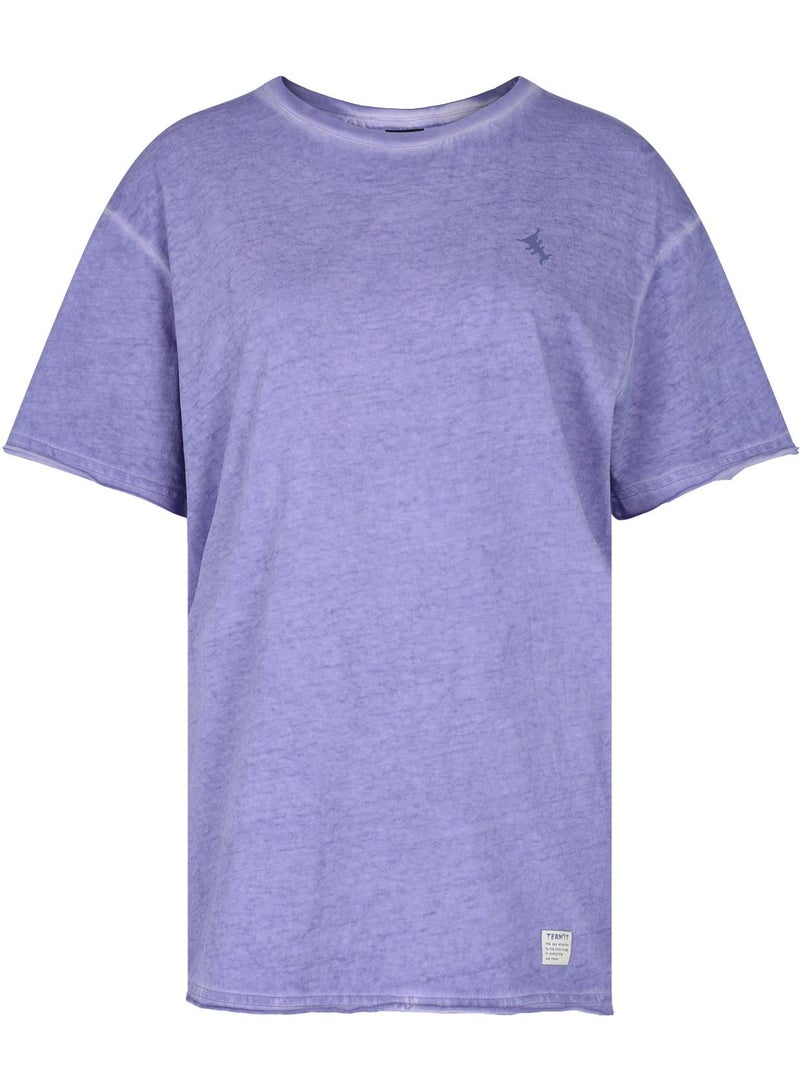 Termit تي شيرت نسائي توت أزرق EU 50-52، تيرميت، تصميم واسع، قماش قطن، طباعة جريئة للصيف، مريح وأنيق لبيانات الموضة الجريئة - Image 1