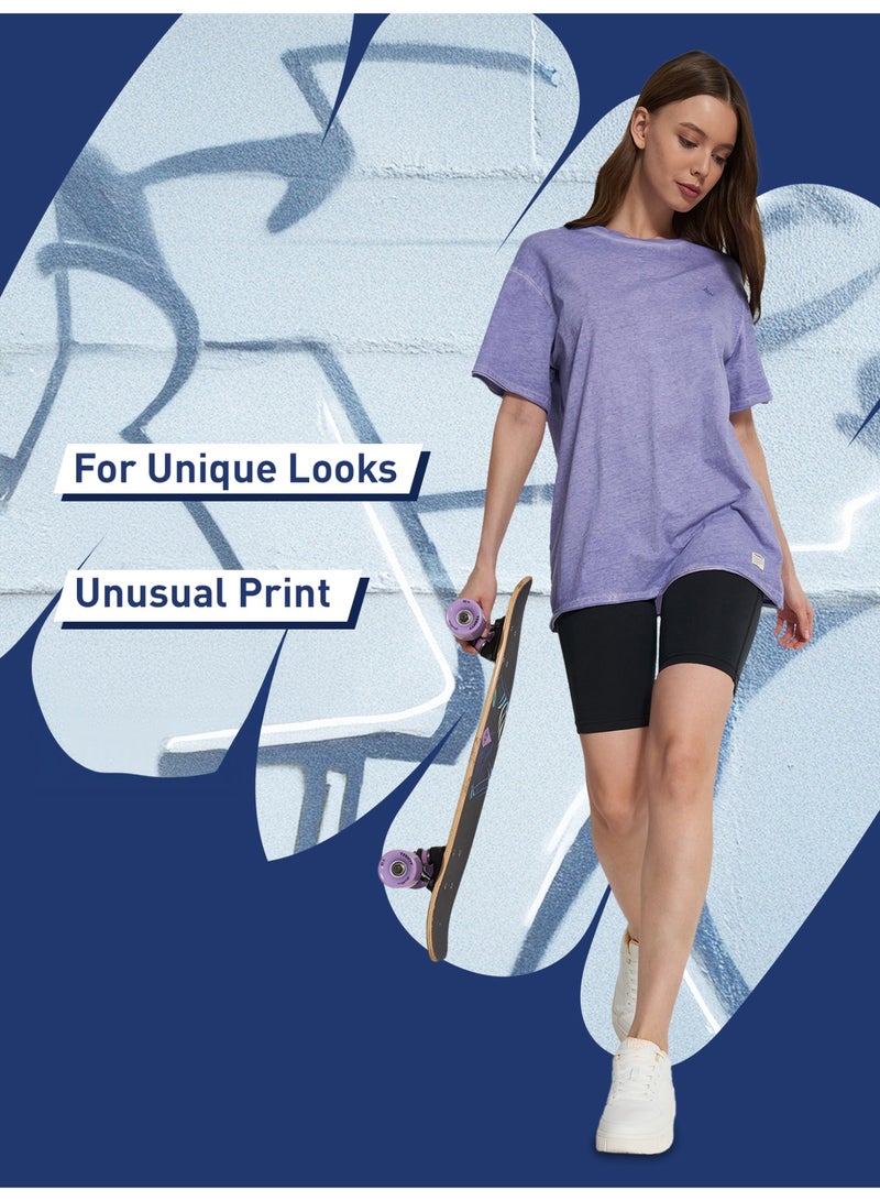 Termit تي شيرت نسائي توت أزرق EU 50-52، تيرميت، تصميم واسع، قماش قطن، طباعة جريئة للصيف، مريح وأنيق لبيانات الموضة الجريئة - Image 2