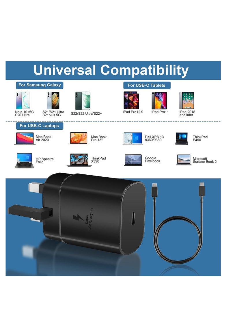 بيوينتي قابس شاحن USB C فائق السرعة 45 وات لهاتف Samsung Galaxy S24 S23 S22 Ultra S22 Plus S22 S21 Ultra S21 Plus S21 S21FE S20FE PD شاحن محول لجهاز Galaxy Tab S7 S7+ S8+ S8 Ultra مع كابل شاحن - Image 3