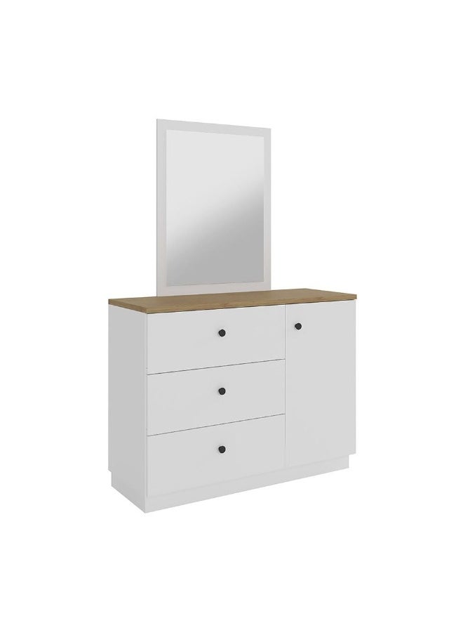 Pera Dresser With Mirror 4 Large Drawer Storage Dresser Durable Vanity Table Dressing Makeup Desk With Storage Modern Design Bedroom Furniture - White / Light Oak - pzsku/ZDB94B63E174527829779Z/45/_/1725428841/6654482e-3438-42bd-b992-20f4900a9595