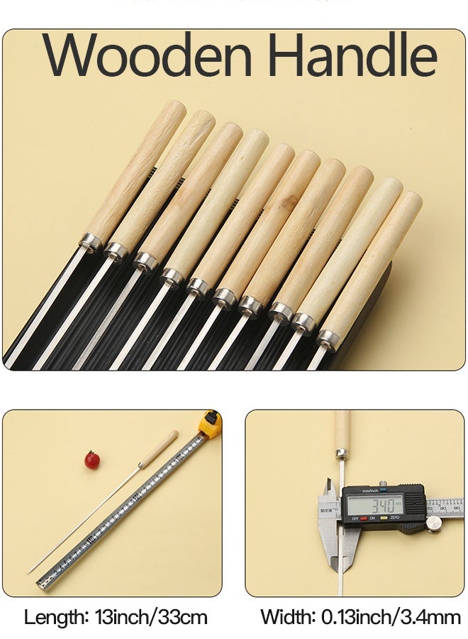 10PCS Barbecue Skewers-13inch/33cm Stainless Steel Wide Flat Metal - Image 2