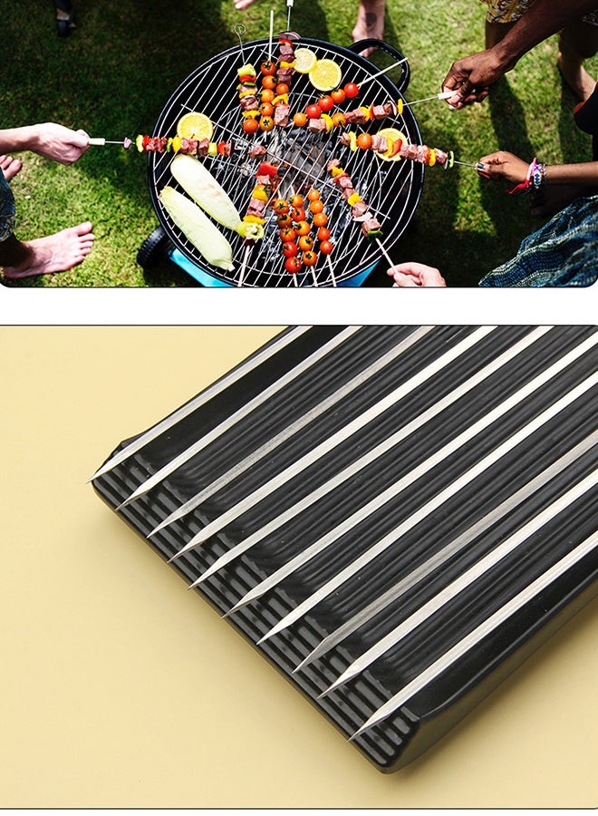 10PCS Barbecue Skewers-13inch/33cm Stainless Steel Wide Flat Metal - Image 5