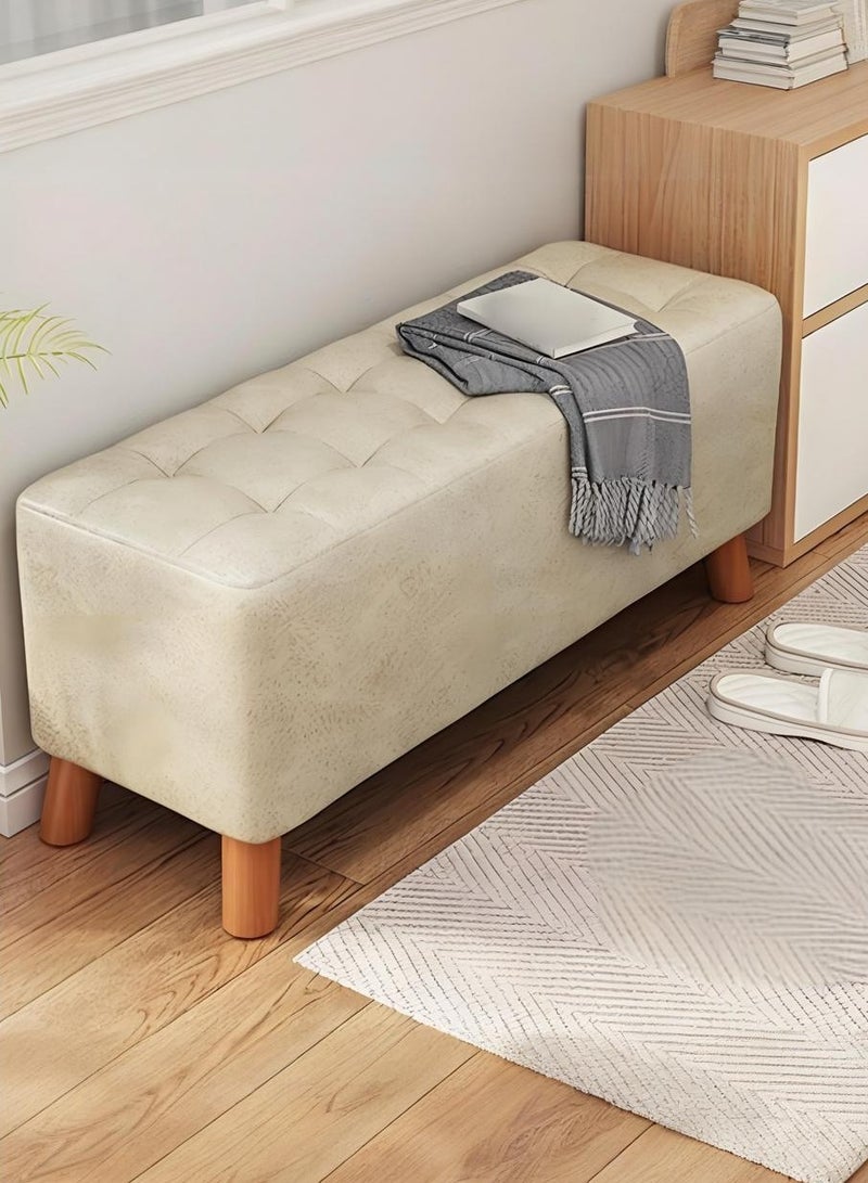 WALALLA Upholstered Bench with Cushion, Shoe Changing Stool with Wooden Legs, Modern Footstool for Entryway, Living Room, Bedroom and Small Spaces - Image 1