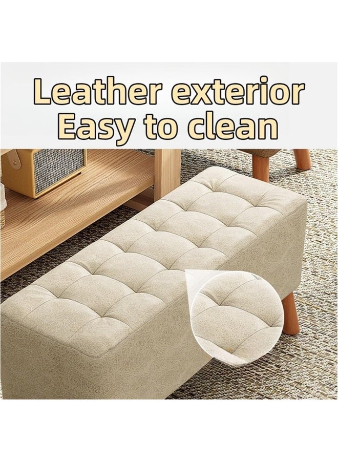 WALALLA Upholstered Bench with Cushion, Shoe Changing Stool with Wooden Legs, Modern Footstool for Entryway, Living Room, Bedroom and Small Spaces - Image 4