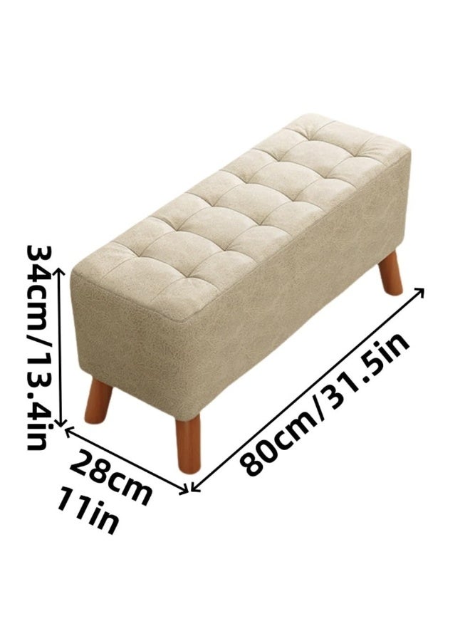 WALALLA Upholstered Bench with Cushion, Shoe Changing Stool with Wooden Legs, Modern Footstool for Entryway, Living Room, Bedroom and Small Spaces - Image 3