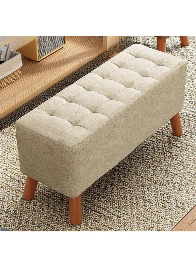 WALALLA Upholstered Bench with Cushion, Shoe Changing Stool with Wooden Legs, Modern Footstool for Entryway, Living Room, Bedroom and Small Spaces - Image 2