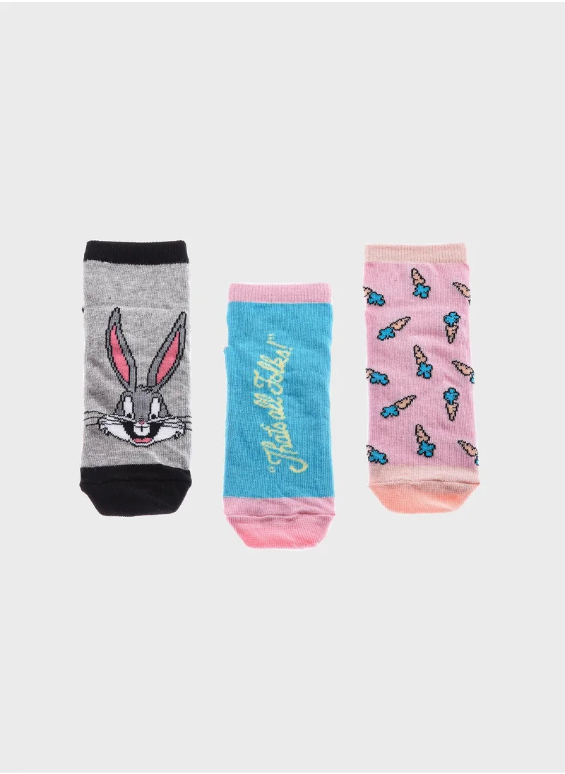 فان مانيا 3 Pack Looney Tunes Printed Socks