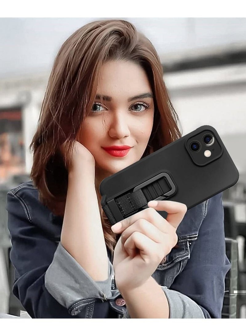 iPhone 12 Case Soft Silicone Foldable Kickstand Buckle Hook Back Cover Black - Image 4
