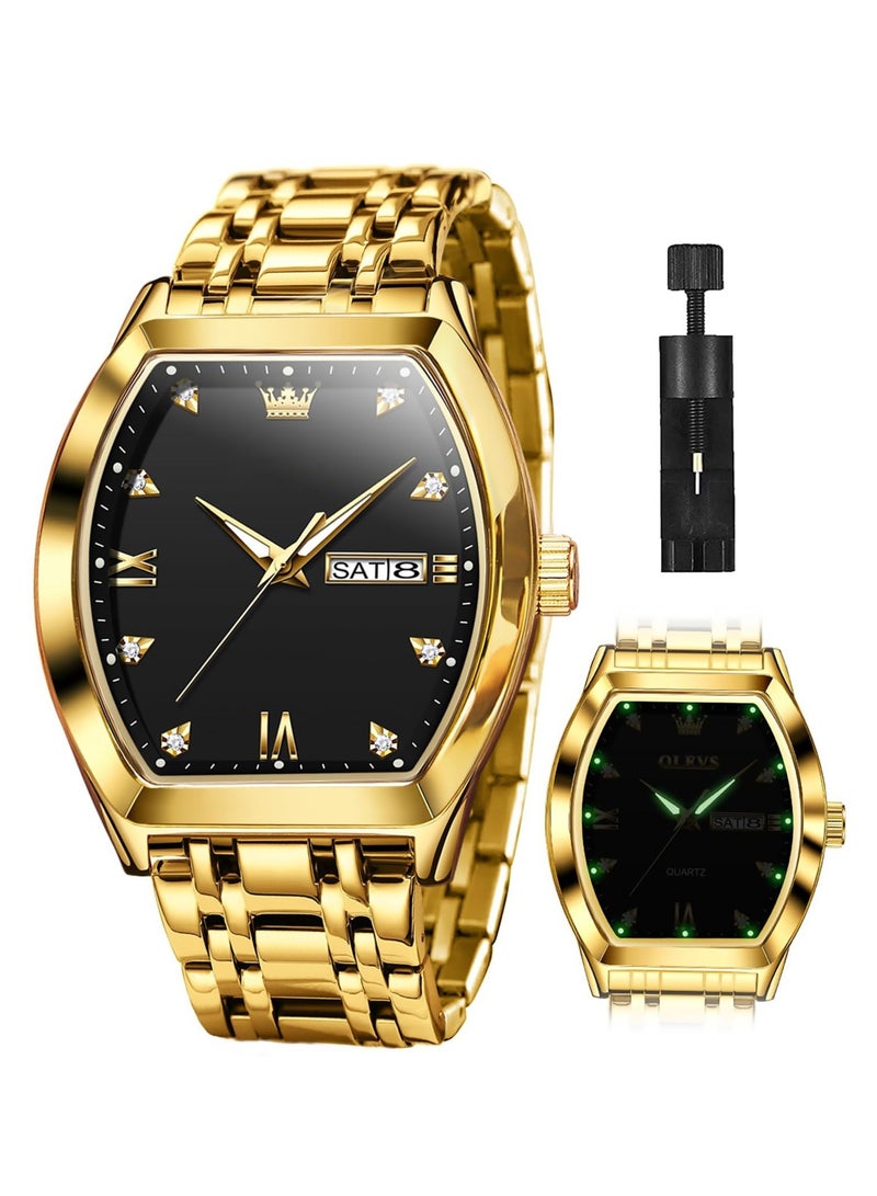 Captaintech Men Watches Luxury Business Diamond Analog Quartz Watches for Men with Date Two Tone Stainless Steel Waterproof Luminous Dress Wrist Watches - Image 1