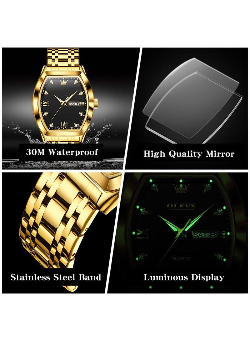 Captaintech Men Watches Luxury Business Diamond Analog Quartz Watches for Men with Date Two Tone Stainless Steel Waterproof Luminous Dress Wrist Watches - Image 2
