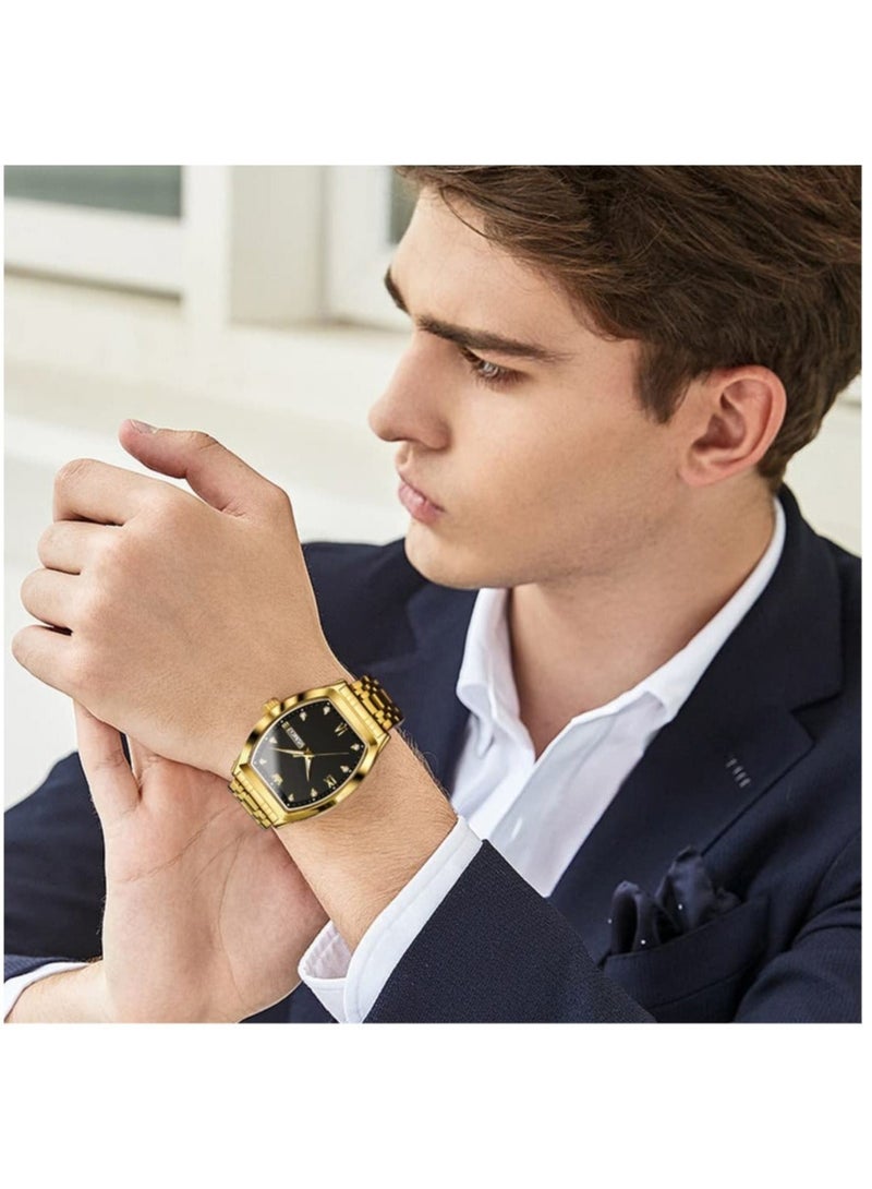 Captaintech Men Watches Luxury Business Diamond Analog Quartz Watches for Men with Date Two Tone Stainless Steel Waterproof Luminous Dress Wrist Watches - Image 3