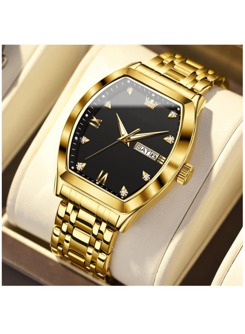 Captaintech Men Watches Luxury Business Diamond Analog Quartz Watches for Men with Date Two Tone Stainless Steel Waterproof Luminous Dress Wrist Watches - Image 4
