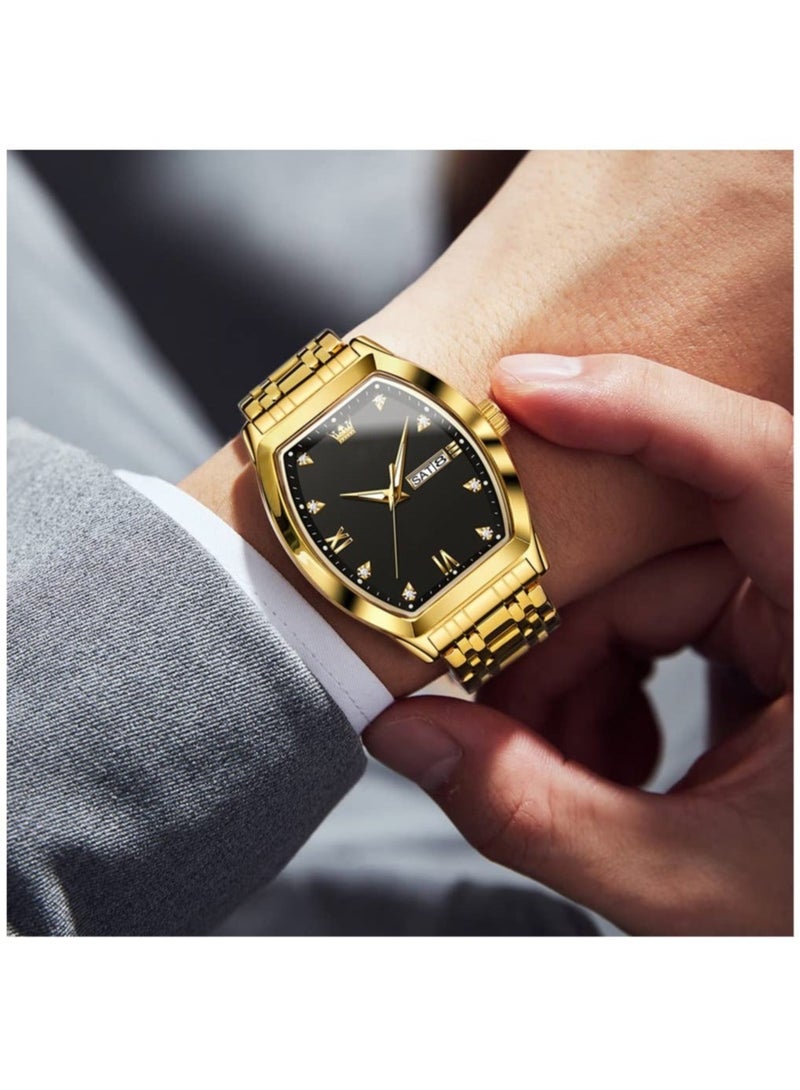 Captaintech Men Watches Luxury Business Diamond Analog Quartz Watches for Men with Date Two Tone Stainless Steel Waterproof Luminous Dress Wrist Watches - Image 5