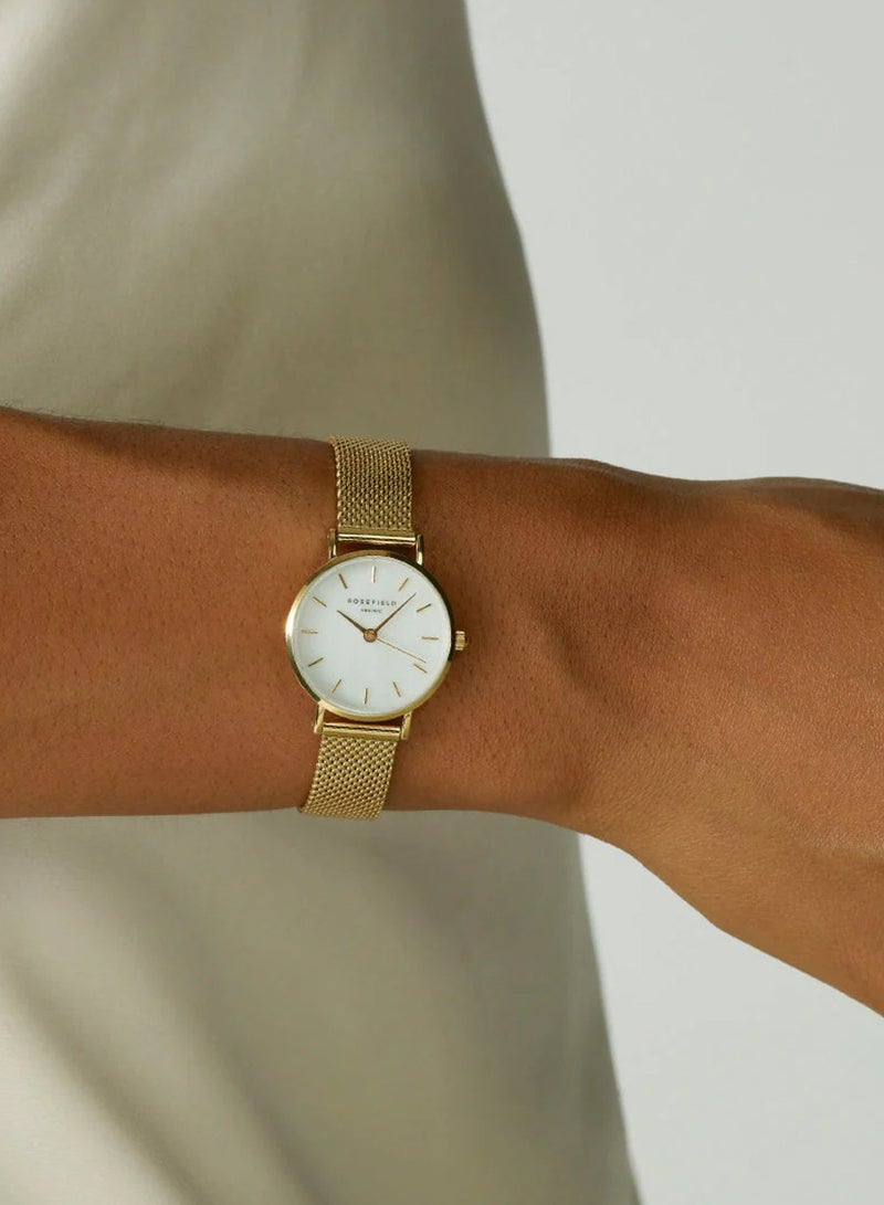 RoseField ساعة نسائية صغيرة من الفولاذ المقاوم للصدأ بشبكة ذهبية SMGMG-S06 - Image 4