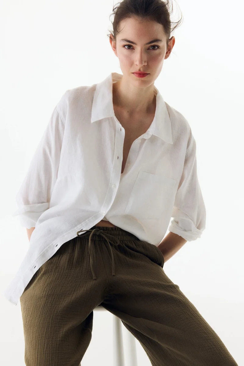 اتش اند ام بنطلون واسع من الموسلين بقصّة ماما