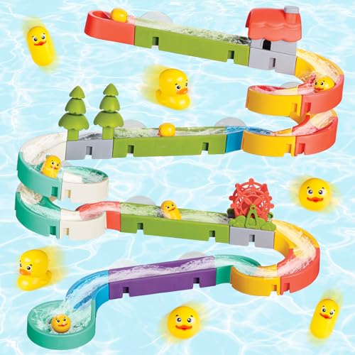 SOCBTNSO Duck Slide Toys Bath Toys for Kids Ages 48 DIY Building Kit for Ages 57 Bathtub Time Birthday Gift for Toddler 3 Year Old 51 PCS - Image 1