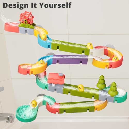 SOCBTNSO Duck Slide Toys Bath Toys for Kids Ages 48 DIY Building Kit for Ages 57 Bathtub Time Birthday Gift for Toddler 3 Year Old 51 PCS - Image 5