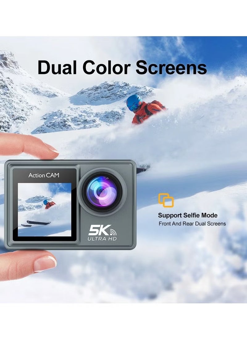 ACTION Ultra HD 5K Action Camera, 30m Waterproof Sports Camera, Lightweight Anti Shake Vlogging Camera, Outdoor Action Camera For Vlogging Content Creation, (Standard)  - Image 4