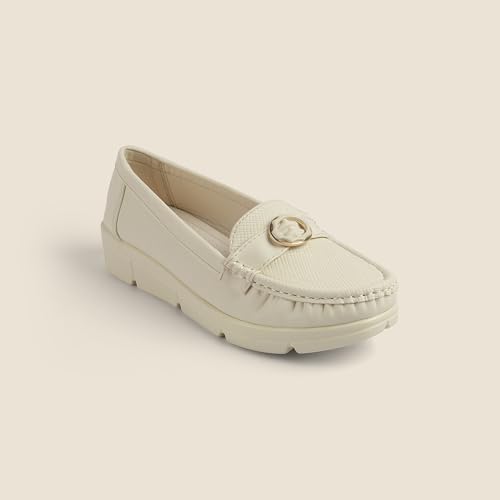 Metro Women's Off White Slip On Closure Casual - Loafers with Flat Sole UK/4 EU/37(31-853) - Image 2